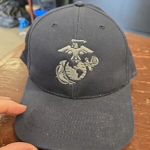 Grey USMC Embroidered Cap Flexfit One Size